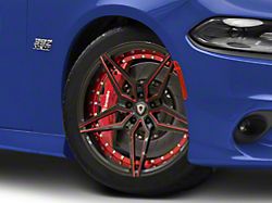 Marquee Wheels MR3259 Gloss Black with Red Milled Accents Wheel; 20x9; 15mm Offset (11-23 RWD Charger, Excluding Widebody)