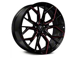 Marquee Wheels M1004 Gloss Black with Red Milled Accents Wheel; Rear Only; 20x10.5; 20mm Offset (06-10 RWD Charger)