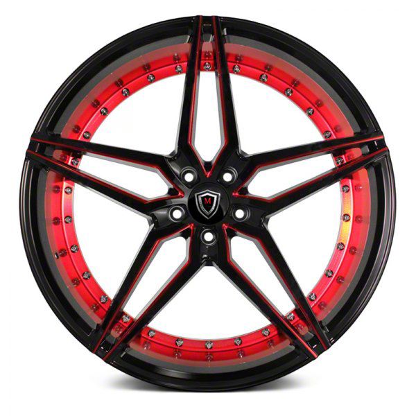 Marquee Wheels Charger M3259 Gloss Black with Red Milled Accents Wheel;  22x9; 15mm Offset 3259229511515NRB (06-10 RWD Charger) - Free Shipping