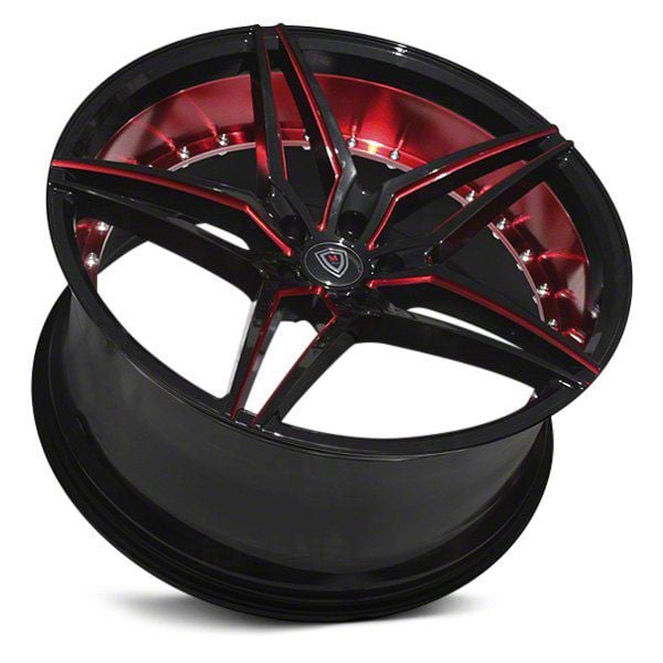 Marquee Wheels Charger M3259 Gloss Black with Red Milled Accents Wheel;  22x9; 15mm Offset 3259229511515NRB (06-10 RWD Charger) - Free Shipping