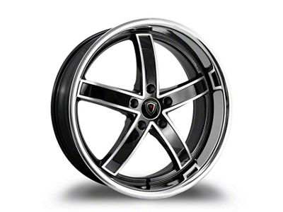 Marquee Wheels M5330A Gloss Black Machined with Stainless Lip Wheel; 20x9; 35mm Offset (07-10 AWD Charger)