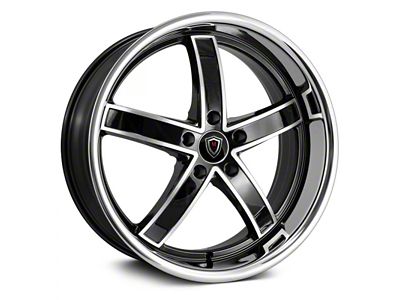 Marquee Wheels M5330A Gloss Black Machined with Stainless Lip Wheel; Rear Only; 22x10.5 (06-10 RWD Charger)
