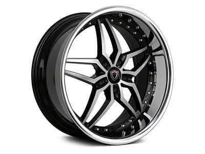 Marquee Wheels M5331A Gloss Black Machined with Stainless Lip Wheel; 22x9; 15mm Offset (06-10 RWD Charger)