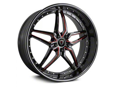 Marquee Wheels M5331A Gloss Black Red Milled Wheel; 22x9; 15mm Offset (06-10 RWD Charger)