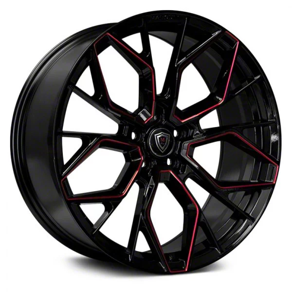 Marquee Wheels Challenger M1004 Gloss Black with Red Milled Accents ...