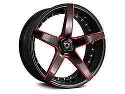 Marquee Wheels M3226 Gloss Black Red Milled Wheel; 22x9; 15mm Offset (08-23 RWD Challenger, Excluding Widebody)