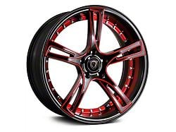 Marquee Wheels M3247 Gloss Black with Red Milled Accents Wheel; 22x9; 15mm Offset (08-23 RWD Challenger, Excluding Widebody)