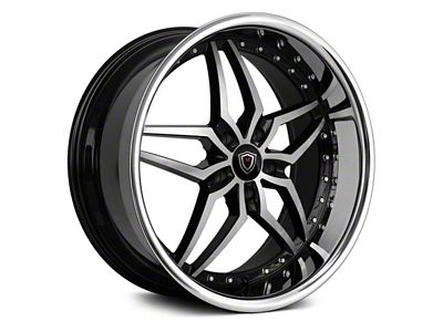Marquee Wheels M5331A Gloss Black Machined with Stainless Lip Wheel; 22x9 (08-23 RWD Challenger, Excluding Widebody)