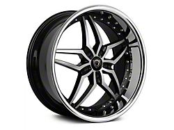 Marquee Wheels M5331A Gloss Black Machined with Stainless Lip Wheel; Rear Only; 22x10.5; 20mm Offset (08-23 RWD Challenger, Excluding Widebody)