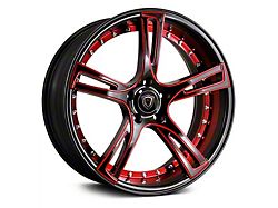 Marquee Wheels M3247 Gloss Black with Red Milled Accents Wheel; 22x9; 15mm Offset (11-23 RWD Charger, Excluding Widebody)