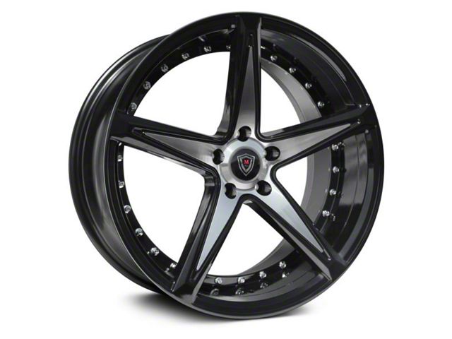 Marquee Wheels M3248 Gloss Black with Machined Polished Spokes Wheel; Rear Only; 20x10.5 (11-23 RWD Charger, Excluding Widebody)