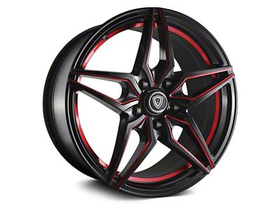 Marquee Wheels M3259 Gloss Black with Red Milled Accents Wheel; 18x9 (11-23 RWD Charger w/o Brembo, Excluding Widebody)
