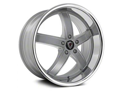 Marquee Wheels M5330A Silver Machined with Stainless Lip Wheel; Rear Only; 20x10.5 (11-23 RWD Charger, Excluding Widebody)
