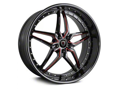 Marquee Wheels M5331A Gloss Black Red Milled Wheel; Rear Only; 22x10.5 (11-23 RWD Charger, Excluding Widebody)