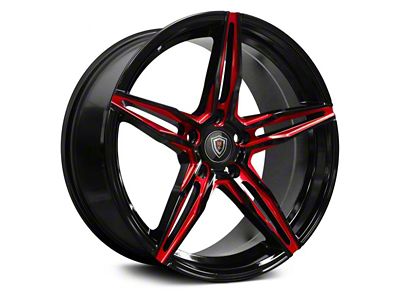 Marquee Wheels M8888 Gloss Black Red Milled Wheel; 18x8.5 (11-23 RWD Charger w/o Brembo, Excluding Widebody)