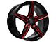Marquee Wheels M8888 Gloss Black Red Milled Wheel; 18x8.5 (21-24 Mustang Mach-E, Excluding GT)