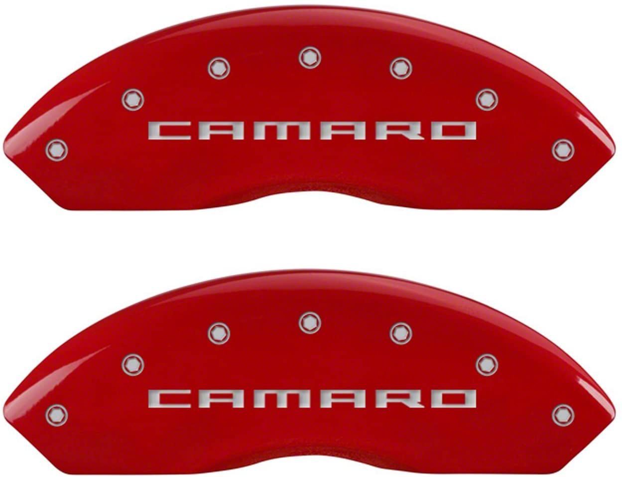 MGP Camaro Brake Caliper Covers With Camaro And RS Logo Red Front And