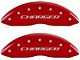 MGP Brake Caliper Covers with Charger Logo; Red; Front and Rear (09-10 Challenger SE)
