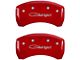 MGP Brake Caliper Covers with Cursive Charger Logo; Red; Front and Rear (09-10 Challenger R/T)