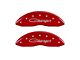 MGP Brake Caliper Covers with Cursive Charger Logo; Red; Front and Rear (08-14 Challenger SRT8; 2015 Challenger SRT 392; 15-23 Challenger Scat Pack w/ 4-Piston Front Calipers)