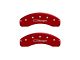 MGP Brake Caliper Covers with Cursive Charger Logo; Red; Front and Rear (08-14 Challenger SRT8; 2015 Challenger SRT 392; 15-23 Challenger Scat Pack w/ 4-Piston Front Calipers)