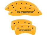 MGP Brake Caliper Covers with Charger Logo; Yellow; Front and Rear (11-23 Challenger R/T; 2014 Challenger Rallye Redline; 17-23 Challenger GT, T/A; 12-23 Challenger SXT w/ Dual Piston Front Calipers)