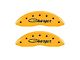 MGP Brake Caliper Covers with Cursive Charger Logo; Yellow; Front and Rear (08-14 Challenger SRT8; 2015 Challenger SRT 392; 15-23 Challenger Scat Pack w/ 4-Piston Front Calipers)