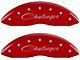 MGP Brake Caliper Covers with Cursive Challenger and R/T Logos; Red; Front and Rear (11-18 Charger R/T w/ Single Piston Front Calipers; 11-17 Charger SE w/ Single Piston Front Calipers; 12-23 SXT Charger w/ Single Piston Front Calipers)
