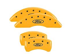 MGP Brake Caliper Covers with Ford Oval Logo; Yellow; Front and Rear (24-25 Mustang EcoBoost)