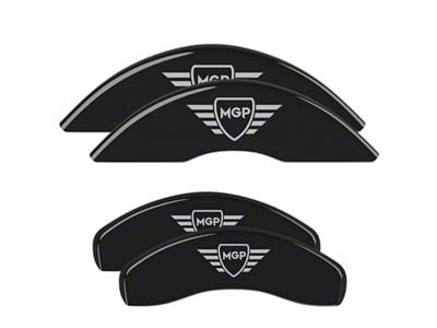 MGP Brake Caliper Covers with MGP Logo; Black; Front and Rear (24-25 Mustang EcoBoost)