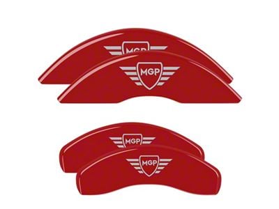 MGP Brake Caliper Covers with MGP Logo; Red; Front and Rear (24-25 Mustang EcoBoost)