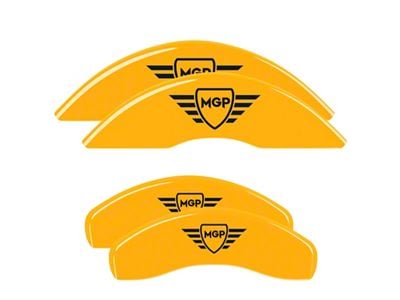 MGP Brake Caliper Covers with MGP Logo; Yellow; Front and Rear (24-25 Mustang EcoBoost)