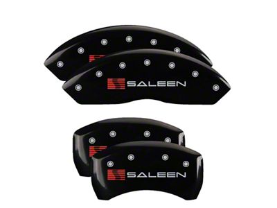 MGP Brake Caliper Covers with Saleen Logo; Black; Front and Rear (10-14 Mustang GT w/o Performance Pack, V6)