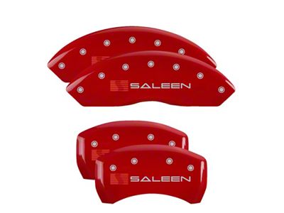 MGP Brake Caliper Covers with Saleen Logo; Red; Front and Rear (10-14 Mustang GT w/o Performance Pack, V6)