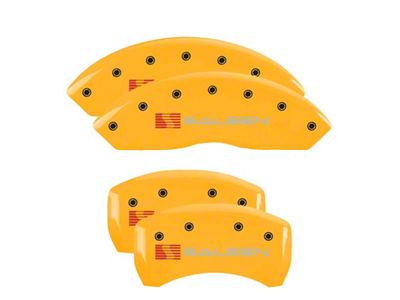 MGP Brake Caliper Covers with Saleen Logo; Yellow; Front and Rear (10-14 Mustang GT w/o Performance Pack, V6)