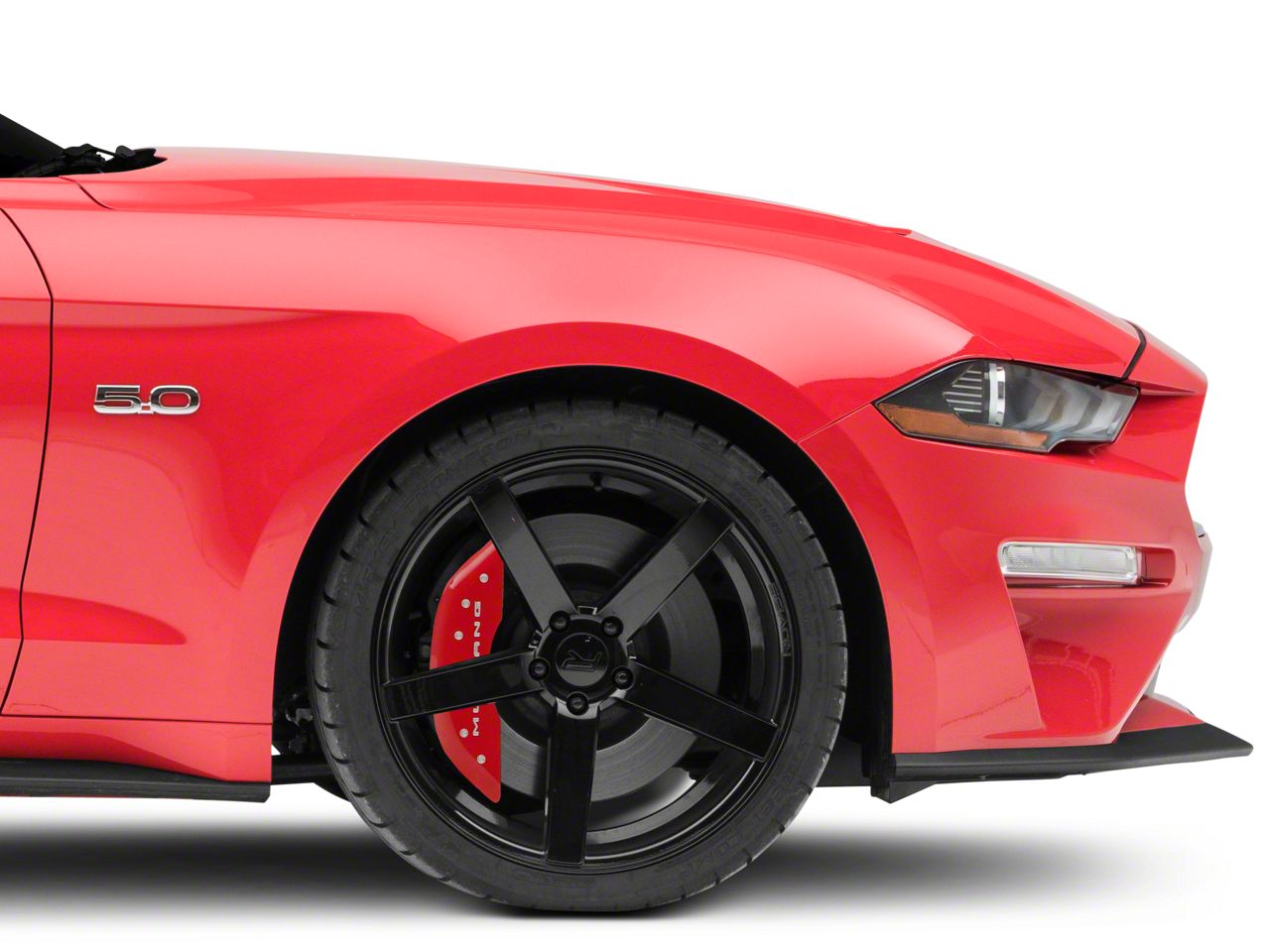 MGP Mustang Red Caliper Covers with Tri-Bar Pony Logo; Front and Rear ...