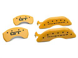 MGP Brake Caliper Covers with GT Logo; Yellow; Front and Rear (15-23 Mustang GT w/o Performance Pack)