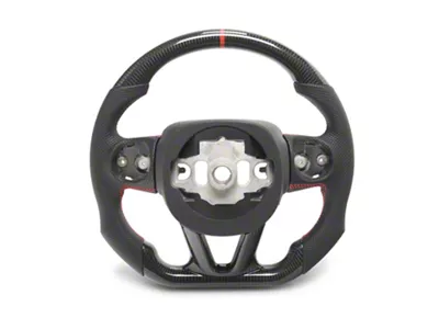 MMD GTC Steering Wheel; Carbon with Red Stripe (15-20 Charger)