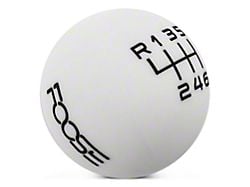 MMD by FOOSE Retro Style 6-Speed Shift Knob with FOOSE Logo; White (15-22 Mustang GT, EcoBoost, V6)