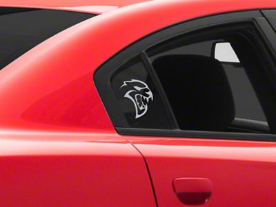 Mopar Licensed by SEC10 Hellcat Quarter Window Decals; Silver (06-23 Charger)