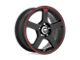 Motegi FS5 Matte Black with Red Racing Stripe Wheel; 18x8 (05-09 Mustang)