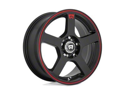 Motegi FS5 Matte Black with Red Racing Stripe Wheel; 18x8; 35mm Offset (10-14 Mustang GT w/o Performance Pack, V6)