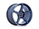 Motegi Battle V Obsidian Blue with Machined Lip Stripe Wheel; 18x9.5 (94-98 Mustang)