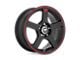 Motegi FS5 Matte Black with Red Racing Stripe Wheel; 18x8; 35mm Offset (16-24 Camaro, Excluding SS w/ 6-Piston Front Calipers & ZL1)