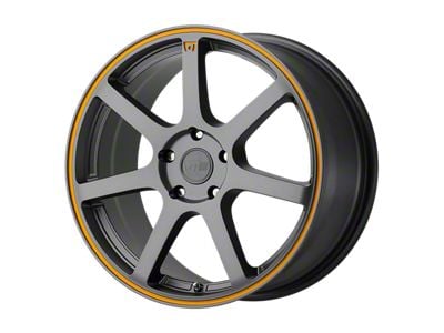 Motegi MR132 Matte Gray with Orange Stripe Wheel; 18x8; 35mm Offset (16-24 Camaro, Excluding SS w/ 6-Piston Front Calipers & ZL1)