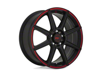 Motegi CS8 Satin Black with Red Stripe Wheel; 15x6.5 (79-93 Mustang, Excluding Cobra)