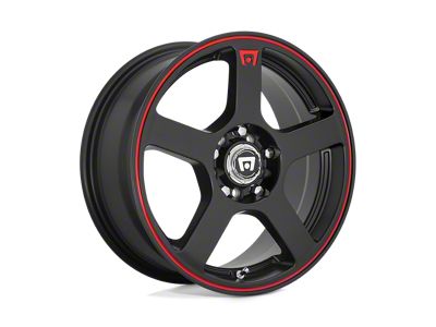 Motegi FS5 Matte Black with Red Racing Stripe Wheel; 15x6.5 (79-93 Mustang, Excluding Cobra)