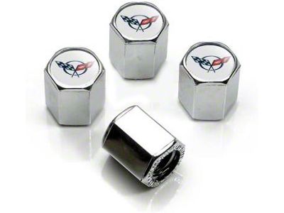 Valve Stem Caps with C5 Logo; Chrome (Universal; Some Adaptation May Be Required)