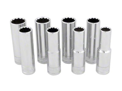 1/2-Inch Drive 12-Point Metric Socket Set; 8-Piece Set