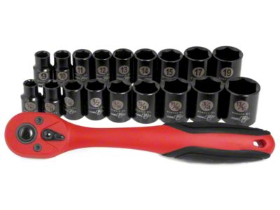 3/8-Inch Drive Socket Set; 19-Piece Set; Laser Etched